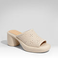 Chunky High-heeled Soft Leather Slippers