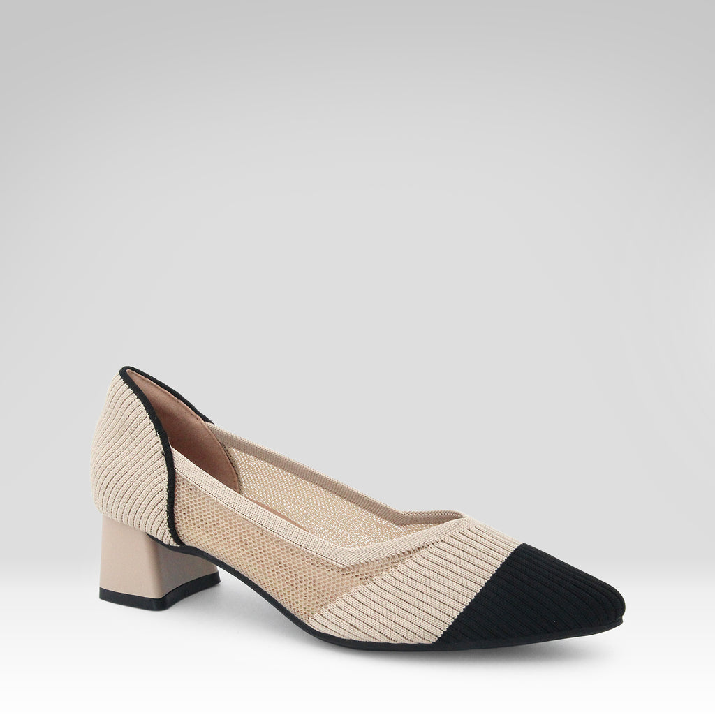 Pointed-toe Fishnet Chunky Heel Flats