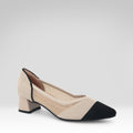 Pointed-toe Fishnet Chunky Heel Flats