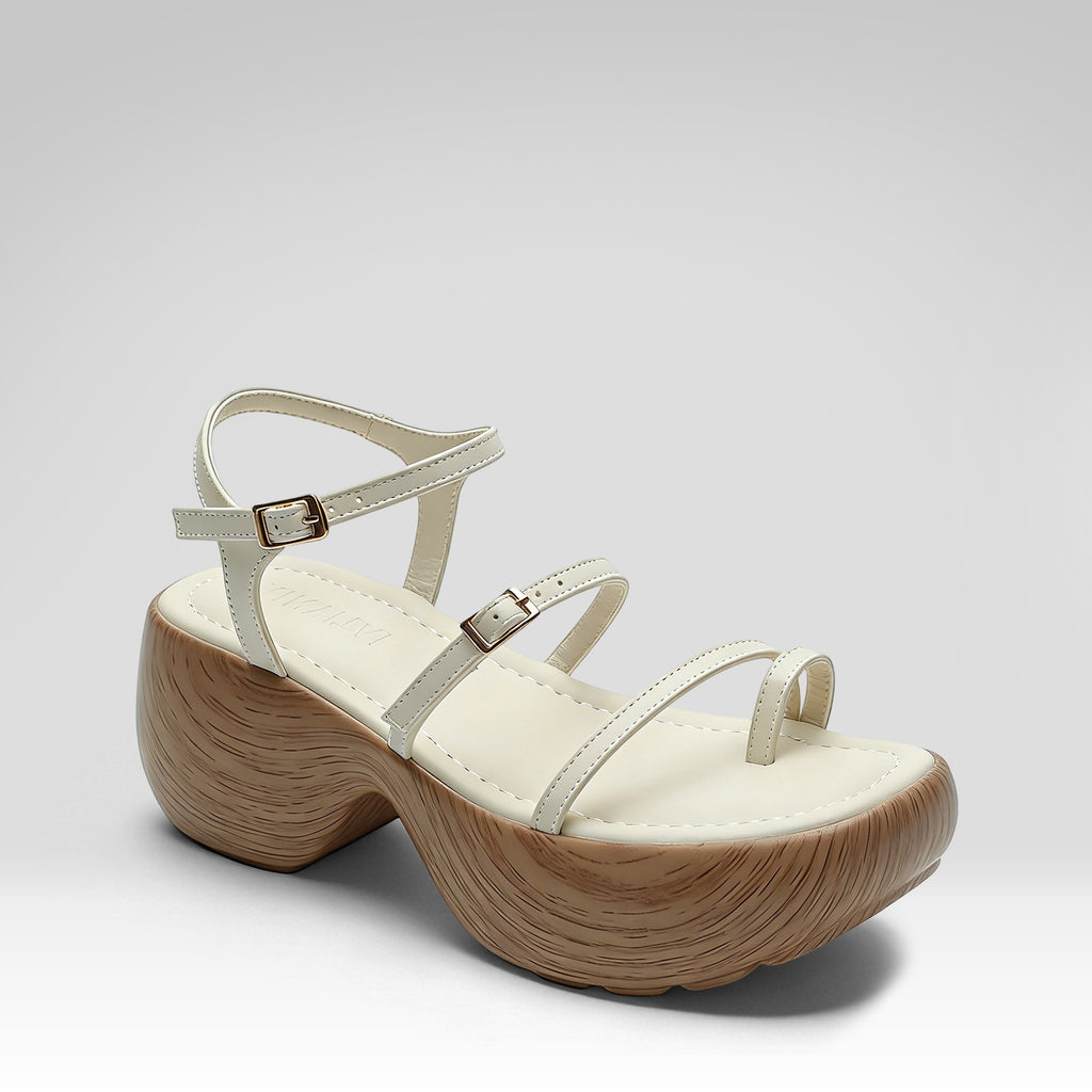Wood Grain Platform Sandals