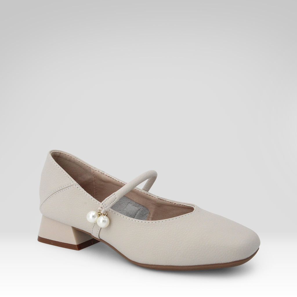 Square-toe Chunky Heel Low-cut Flats