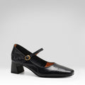 French-style Soft Leather Chunky Heeled Shoes