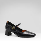 French-style Soft Leather Chunky Heeled Shoes