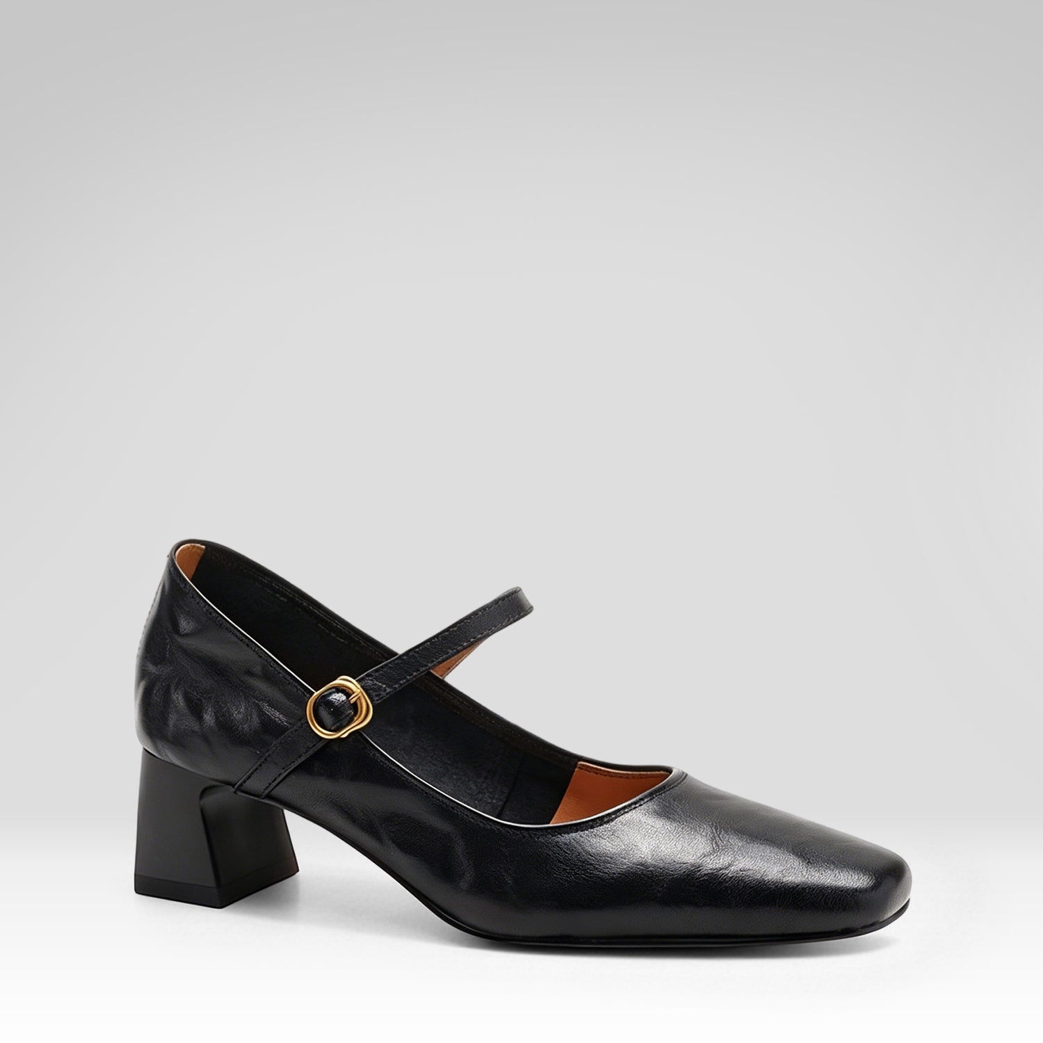 French-style Soft Leather Chunky Heeled Shoes