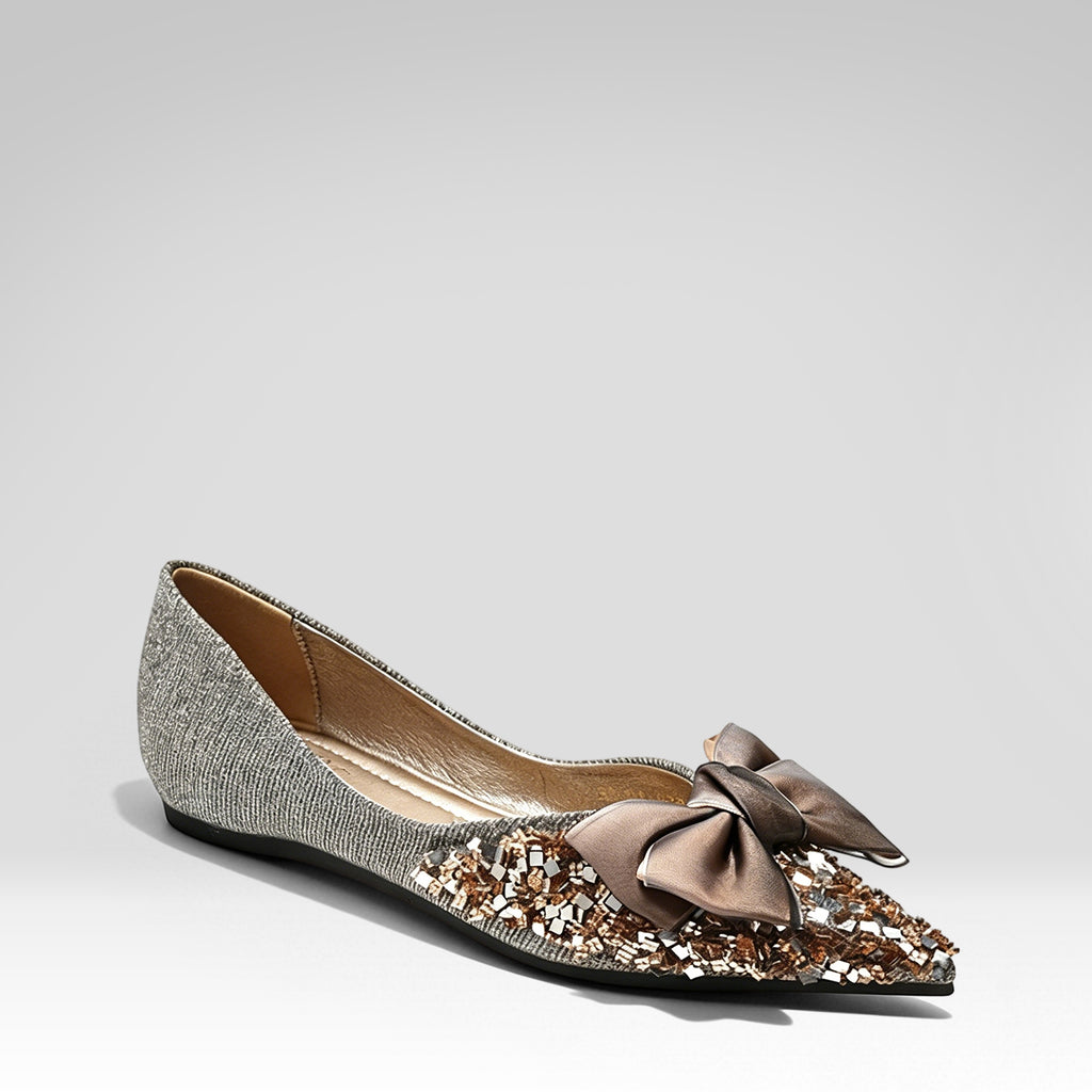 Bow-embellished Sequined Flats