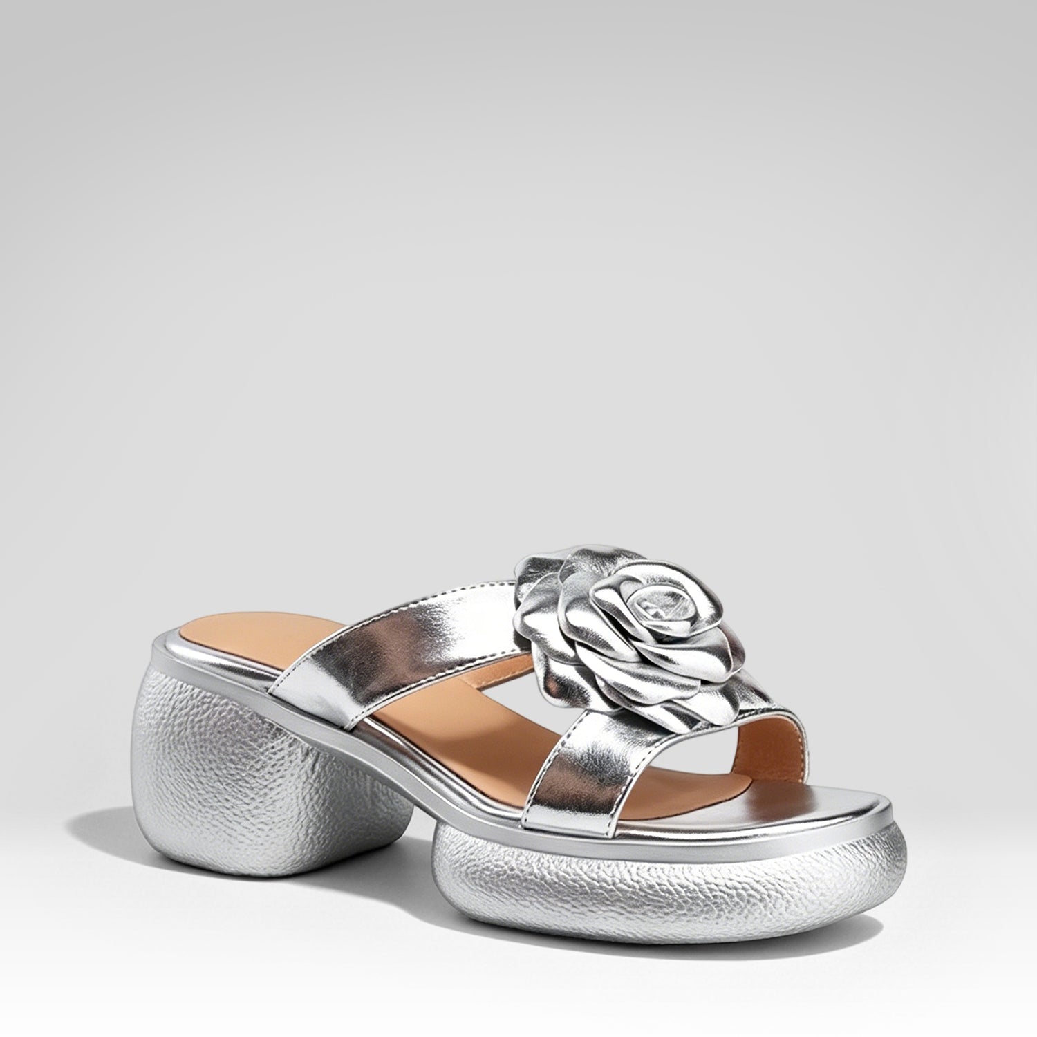 Soft Leather Floral Slippers
