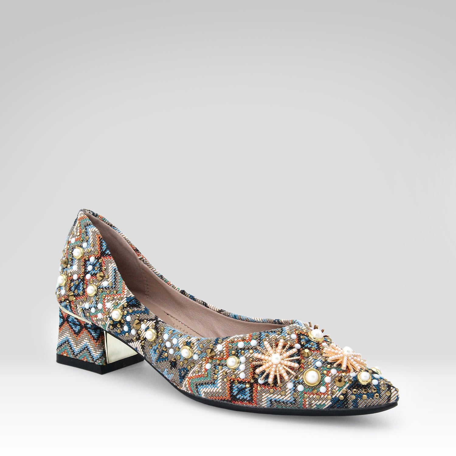 Pearl And Rhinestone Pointed-toe Flats