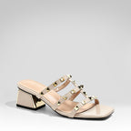 Square-toed Studded Slippers
