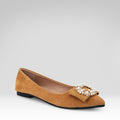 Pearl-embellished Pointed-toe Flats