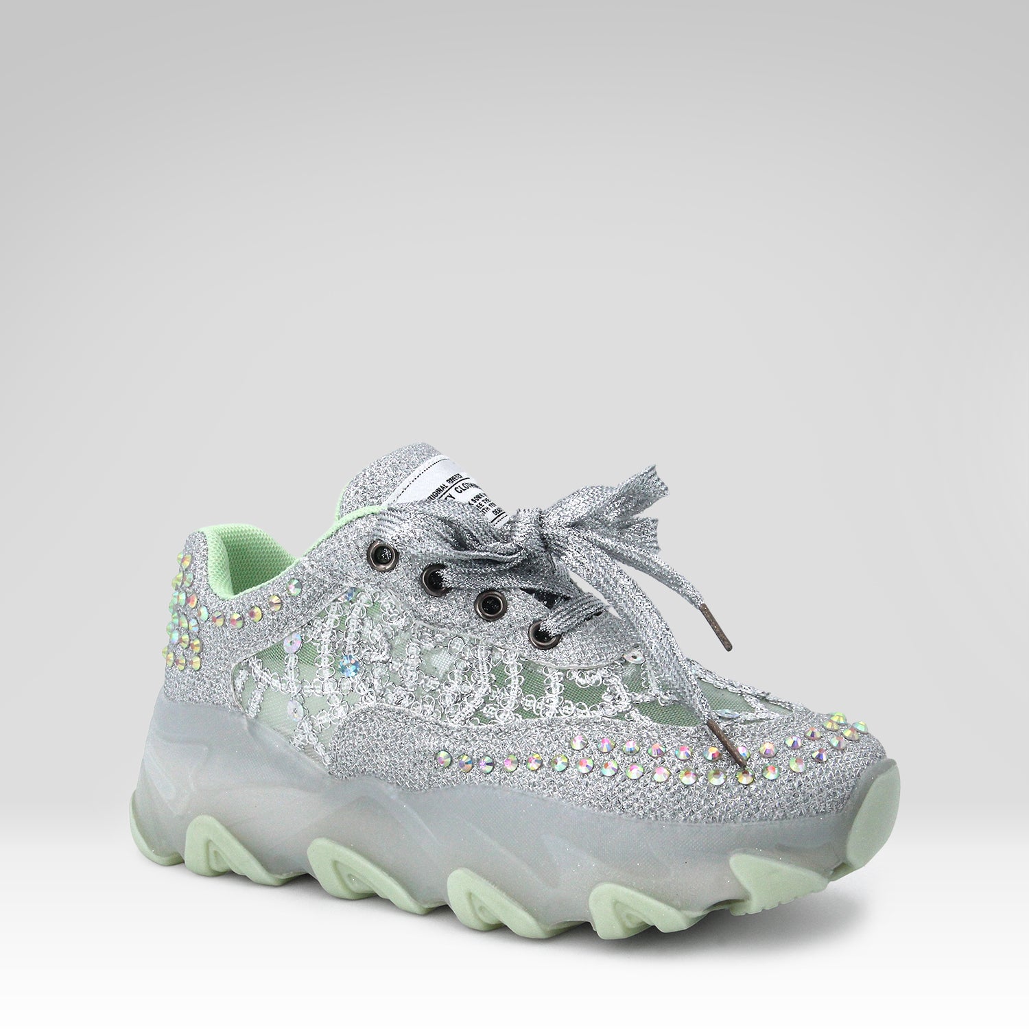 Rhinestone Cutout Chunky Sneakers
