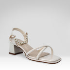 Pearl-strap Chunky Heeled Sandals