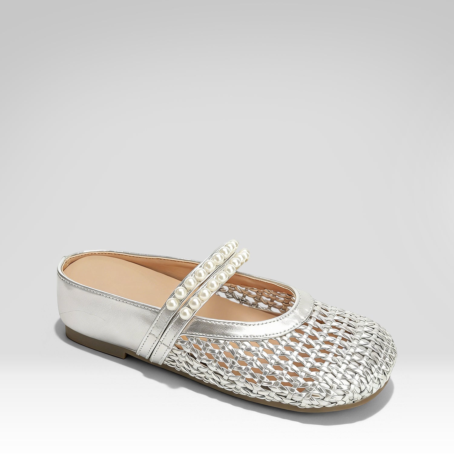Pearl-embroidered Slippers