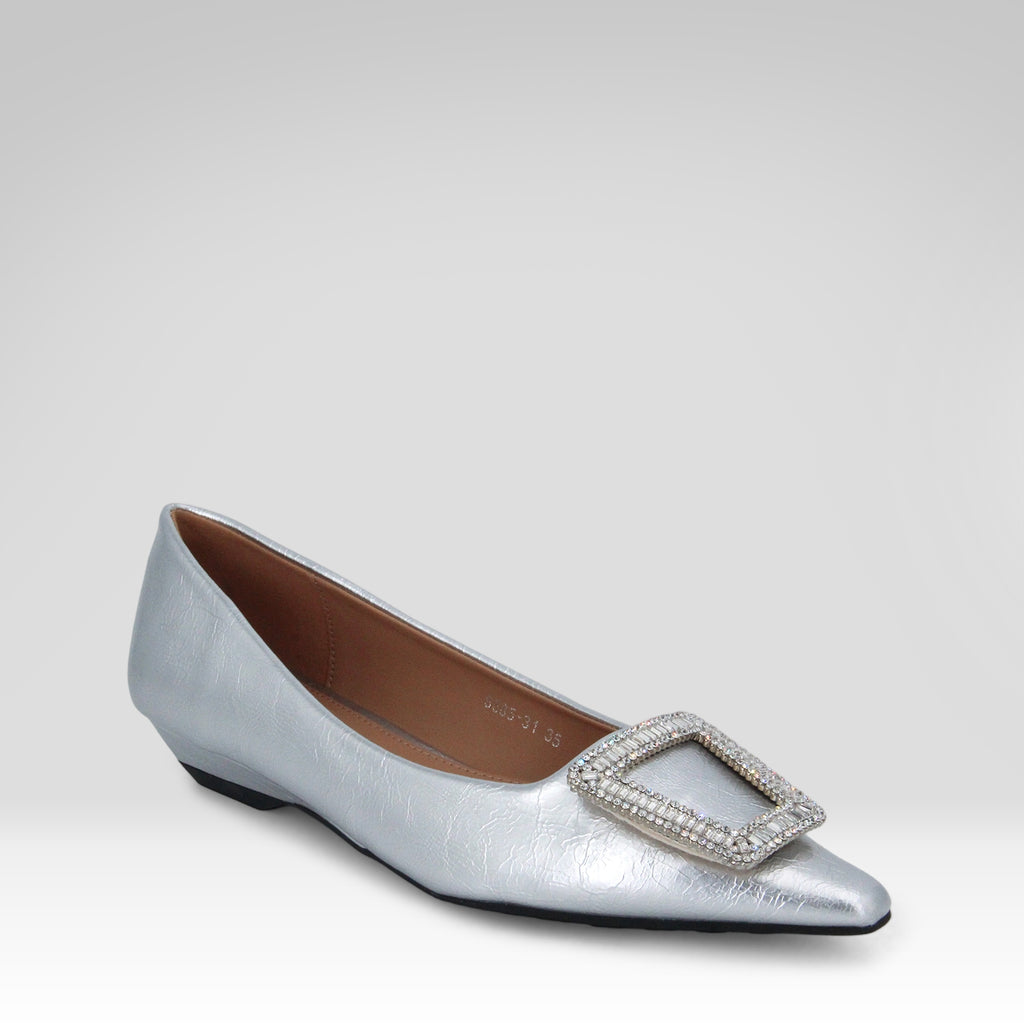 Square Buckle Rhinestone Single Shoes